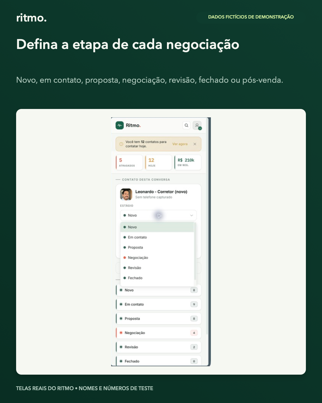 Extensão do Ritmo mostrando as etapas da negociação